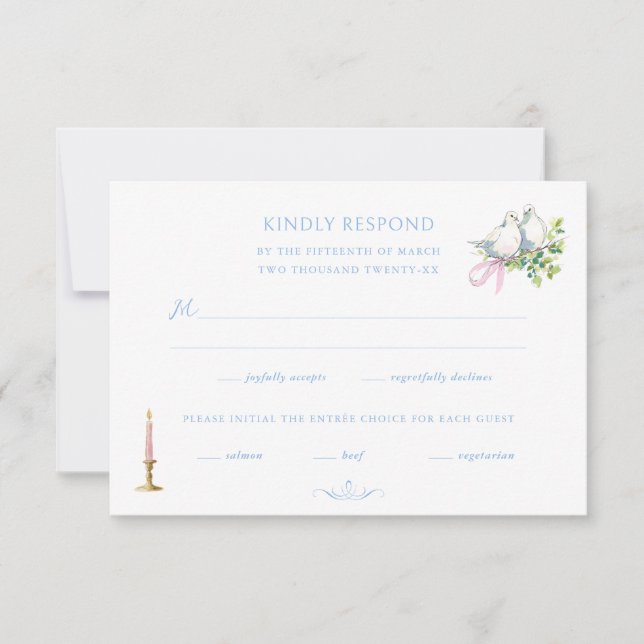 Cartão RSVP Casamento Pintado à Mão Rococó (Frente)