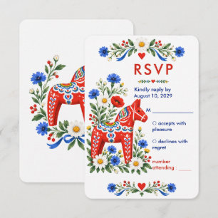 Cartão RSVP Casamento Popular do Solstício de Verão Escandinav