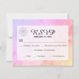 Cartão RSVP *~* Casamento por Aquarela com Geometria Sagrada d