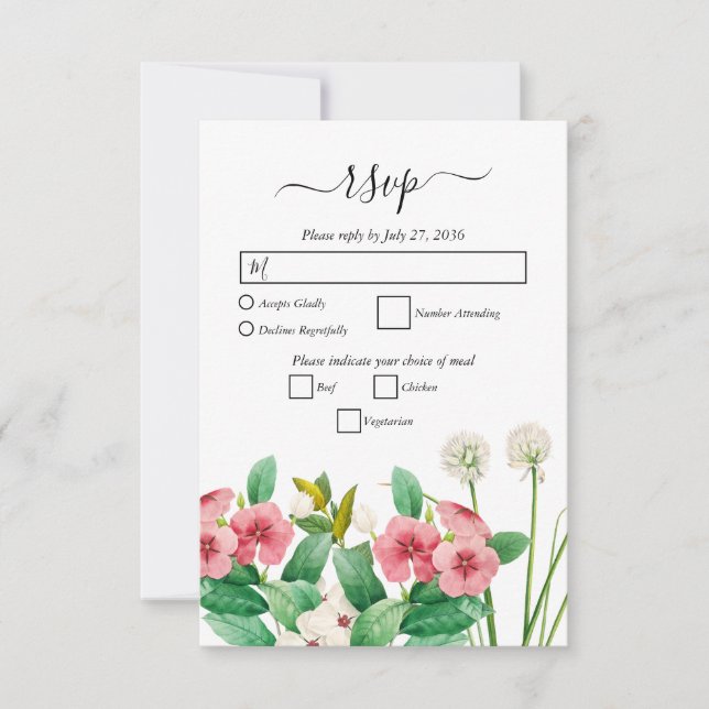 Cartão RSVP Casamento por Aquarela de Flores Selvagens (Frente)