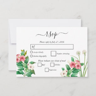 Cartão RSVP Casamento por Aquarela de Flores Selvagens