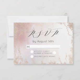 Cartão RSVP Casamento por Aquarela de Fosco Rosa-Esbranquiçada