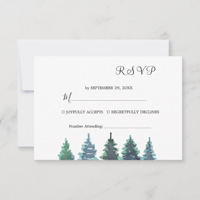 Cartão RSVP Casamento por Aquarela de inverno (Frente)
