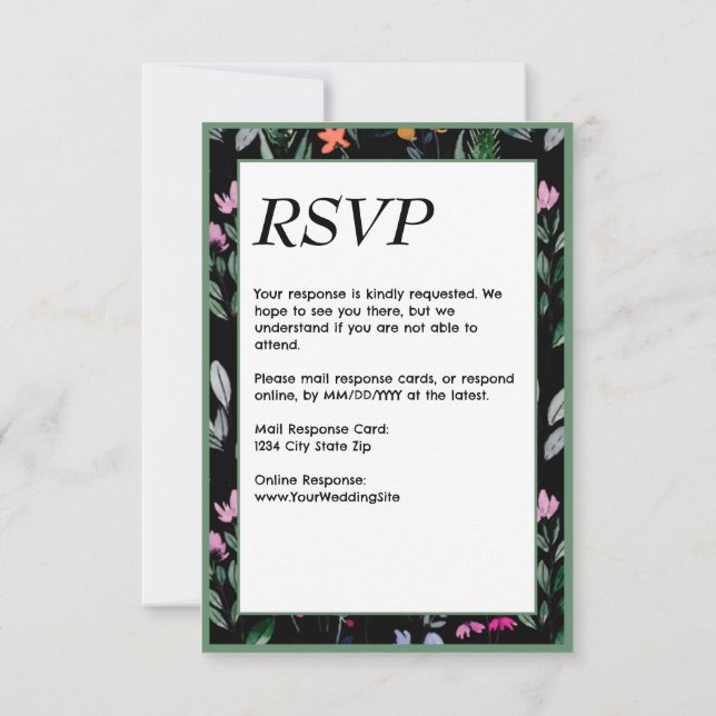 Cartão RSVP Casamento Por Aquarela Física De Whimsical (Verso)