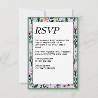Cartão RSVP Casamento Por Aquarela Física De Whimsical