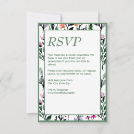 Cartão RSVP Casamento Por Aquarela Física De Whimsical