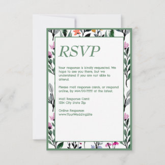 Cartão RSVP Casamento Por Aquarela Física De Whimsical