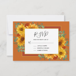 Cartão RSVP Casamento por País dos Rosas Rustic Sunflower Terr