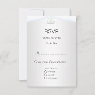 Cartão RSVP Casamento Prata Branco