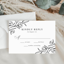 Casamento Preto e Branco com Floral Desenhado