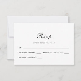 Cartão RSVP Casamento preto e branco de Script Clássico e Eleg