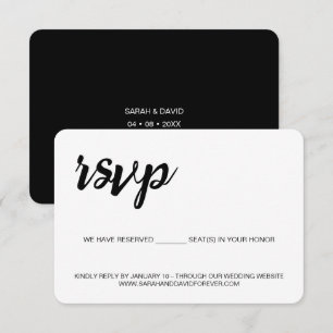 Cartão RSVP Casamento preto e branco lugares reservados site d