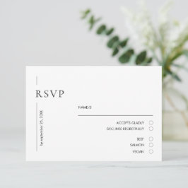 Cartão RSVP Casamento preto e branco mínimo legante