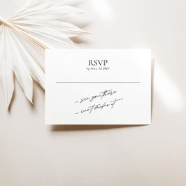 Cartão RSVP Casamento preto e branco mínimo simples