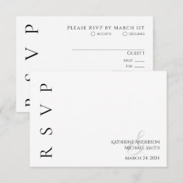 Cartão RSVP Casamento preto e branco moderno