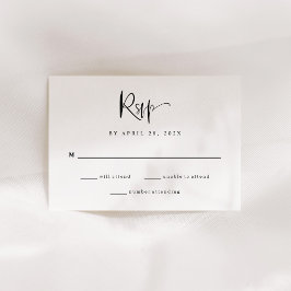 Cartão RSVP Casamento preto e branco moderno