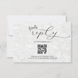 Cartão RSVP Casamento Preto e Branco Moderno Simples QR