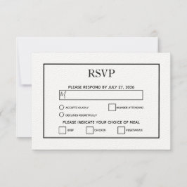 Cartão RSVP Casamento preto e branco simples minimalista