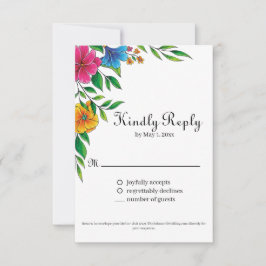 Cartão RSVP Casamento Primavera Verão Flor Brilhante