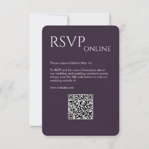 Cartão RSVP Casamento Púrpura Escuro Elegante Moderno