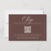 Casamento QR Caligrafia Marrom Chocolate Clássico 