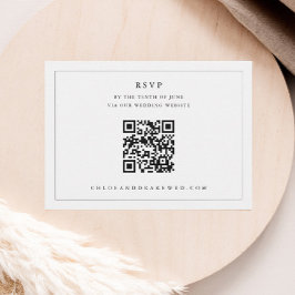 Cartão RSVP Casamento QR code Preto e Branco Simples 