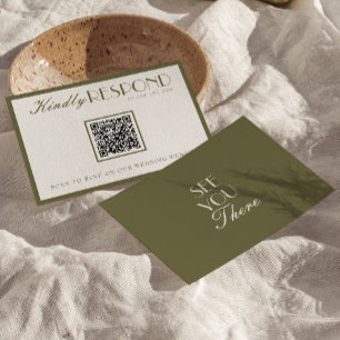 Cartão RSVP Casamento QR Código Chique Antigo Dinheiro Verde O