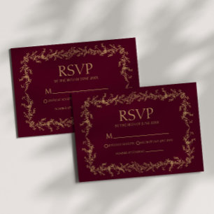 Cartão RSVP Casamento Quadro Floral Desenhado à Mão em Champan