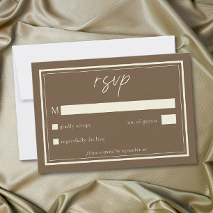 Cartão RSVP Casamento Quadro Minimalista Marrom Cacau