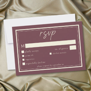 Cartão RSVP Casamento Quadro Minimalista Vinho Borgonha