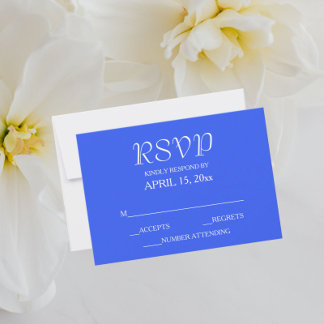 Cartão RSVP Casamento Real de Estilo Simples Azul