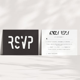 Cartão RSVP Casamento Recepção Preto e Branco Retro dos Anos 7