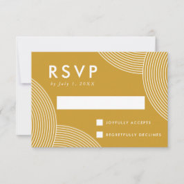 Cartão RSVP Casamento Redemoinho Geométrico Amarelo Mostarda