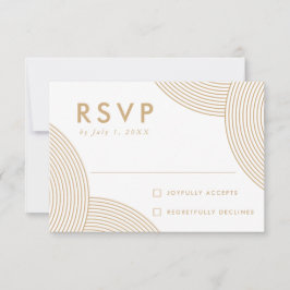 Cartão RSVP Casamento Redemoinho Geométrico Dourado