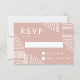 Cartão RSVP Casamento Redemoinho Geométrico Rosa Empoeirado