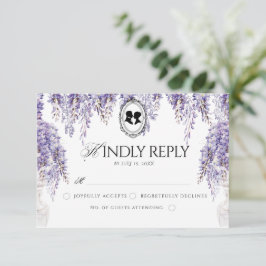 Cartão RSVP Casamento Regencial Floral Elegante Vintage 