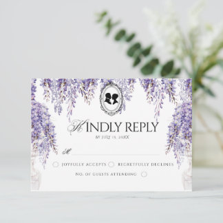Cartão RSVP Casamento Regencial Floral Elegante Vintage
