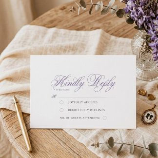 Cartão RSVP Casamento Regency de Roteiro Minimalista Elegante