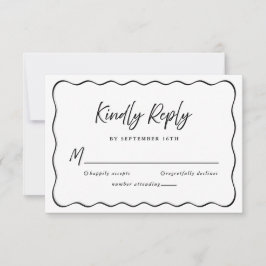 Cartão RSVP Casamento Responder Gentilmente Moderno Manuscrito