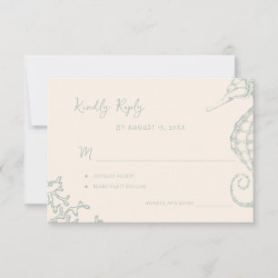 Cartão RSVP Casamento retrô caprichoso à beira-mar destino