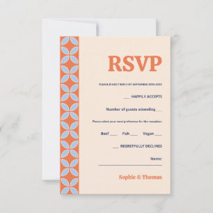 Cartão RSVP Casamento Retro de Meados do Século