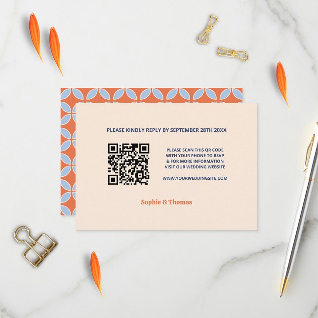 Cartão RSVP Casamento Retro de Meados do Século (Criador carregado)