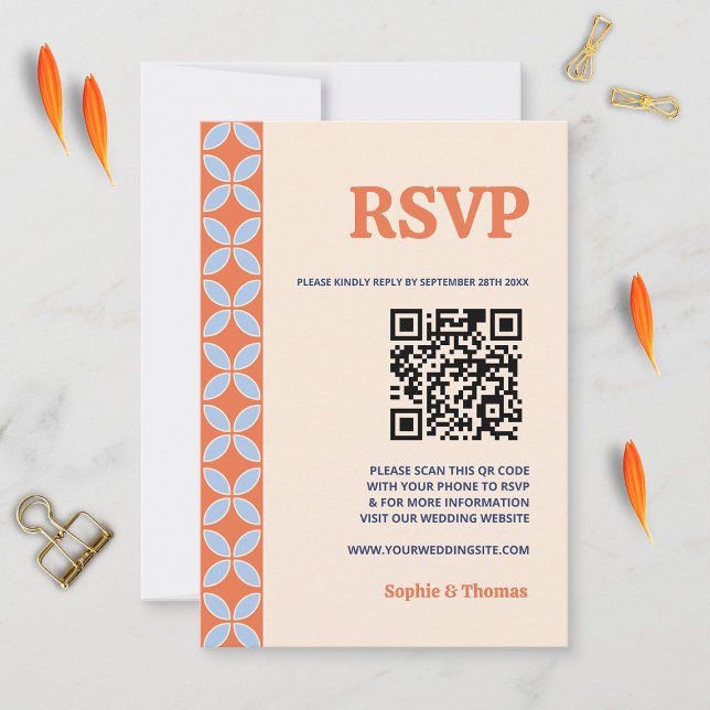 Cartão RSVP Casamento Retro de Meados do Século (Criador carregado)