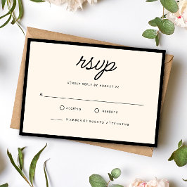 Cartão RSVP Casamento Retro Preto e Marfim