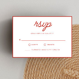 Cartão RSVP Casamento Retro Vermelho e Branco