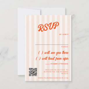 Cartão RSVP Casamento Retroativo com Pêssego e Tangerina