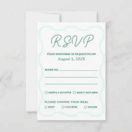 Cartão RSVP Casamento Retroativo de Casa Mint e Green Wavy