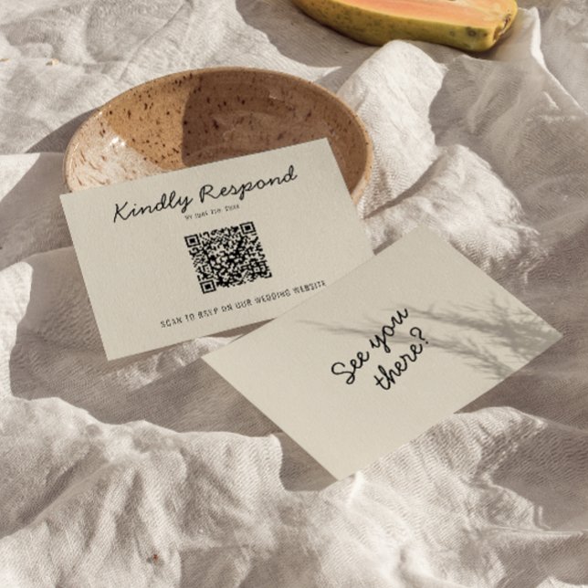 Cartão RSVP Casamento Retroativo do Código Brilhante de Creme  (Criador carregado)