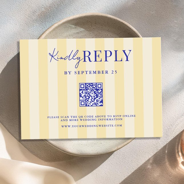 Cartão RSVP Casamento Revestido Amarelo Azul Elegante (Criador carregado)