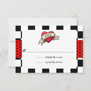 Cartão RSVP Casamento Rockabilly